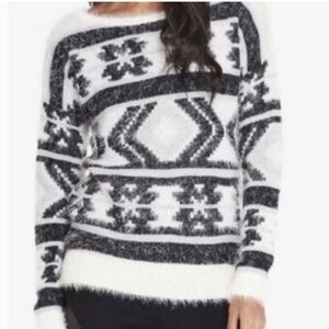 NWT Express Women’s Cozy Black and White Patterned Sweater Medium